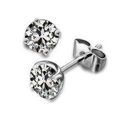 Boucles d'Oreilles Or Blanc 14 Carats – Brillant Coussin Antique