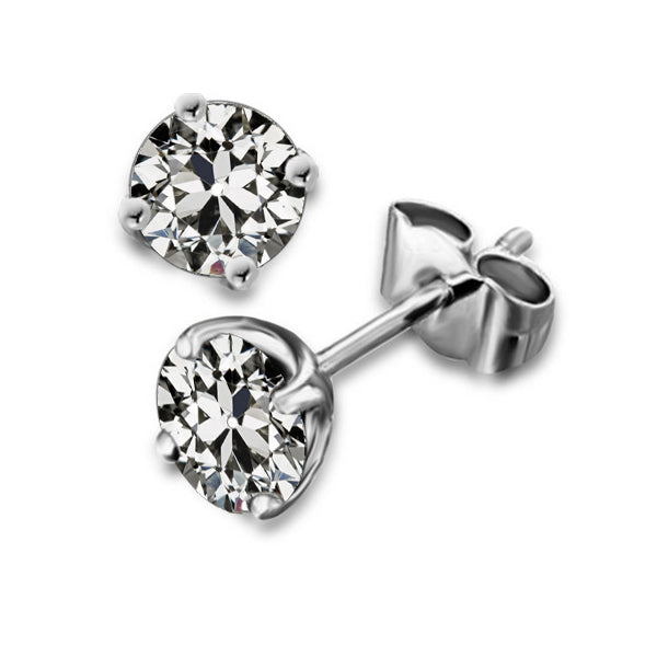 Brillant Coussin Antique Boucles d'Oreilles en Or Blanc 14 Carats – vue principale