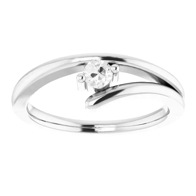 Bague Mono-Pierre Or Blanc 14 Carats avec Diamant – vue principale