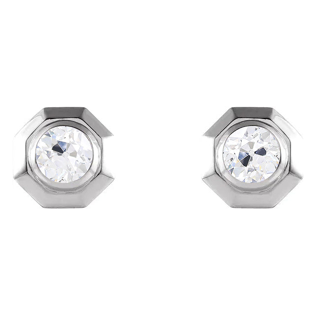 Diamant Fin Pendants d'Oreilles 1-carats Or 14K Blanc – vue principale