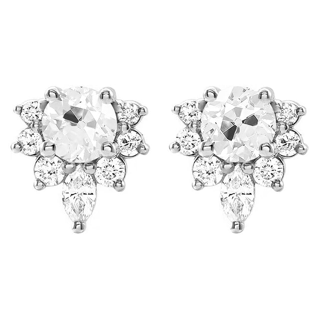 Taille Old Mine Brillant bague en Or Blanc 14 Carats – vue principale