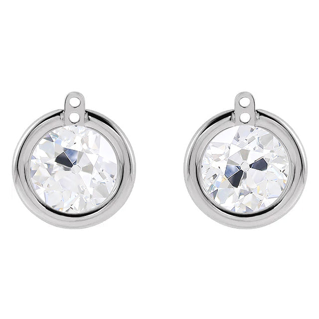 Coussin Antique Diamant bague en Or 14K Blanc – vue principale