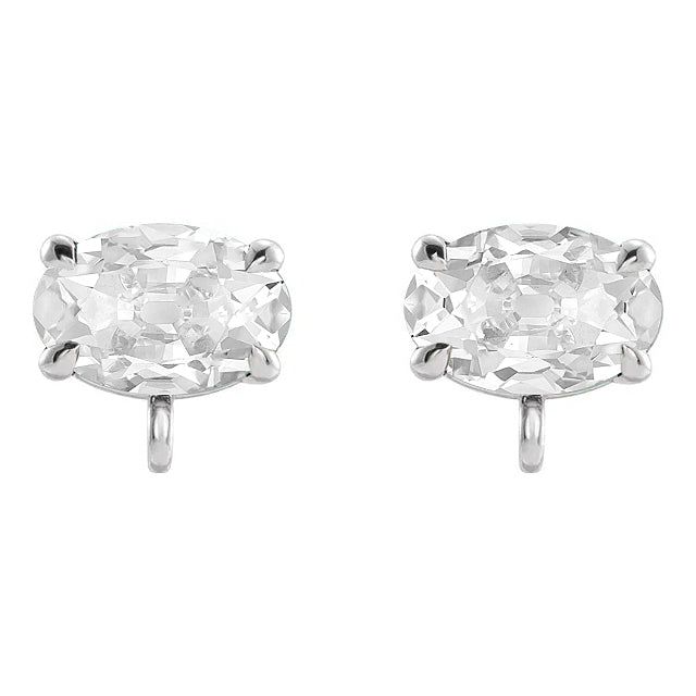 Diamant Taille Old Mine Puces d'Oreilles en Or 14K Blanc – vue principale