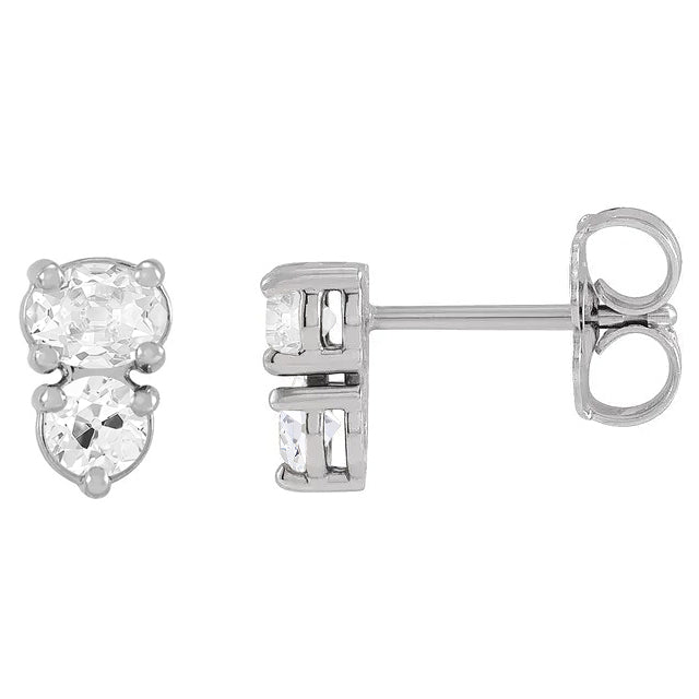 Diamant Pendants d'Oreilles 7-carats Or 14K Blanc – vue de face