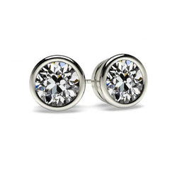 Or 14K Blanc Diamant Boucles d'Oreilles – 1,50-carats Taille Old