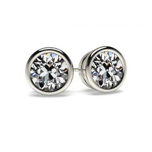 Boucles d'Oreilles Or 14K Blanc avec Diamant – vue principale