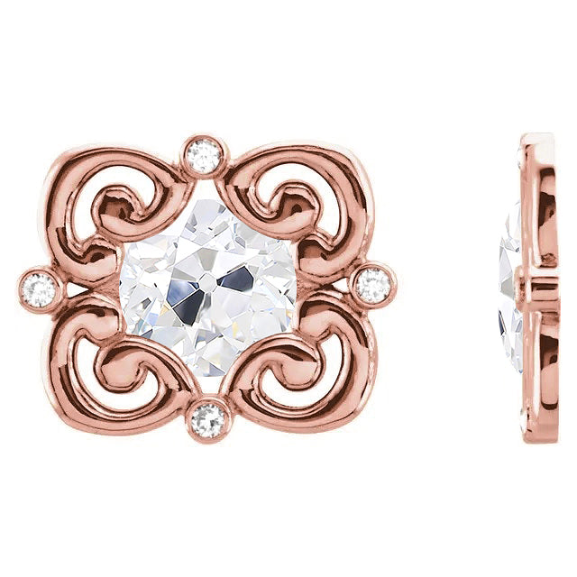 Brillant Puces d'Oreilles 3,25-carats Or 14K Rose – vue de face