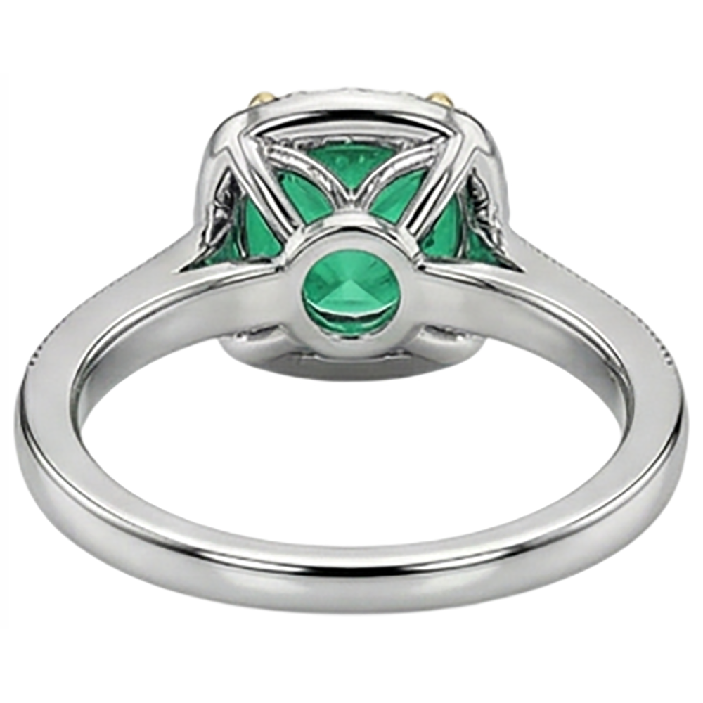 Taille Brillant Émeraude bague en Or 14K Bicolore – vue arrière