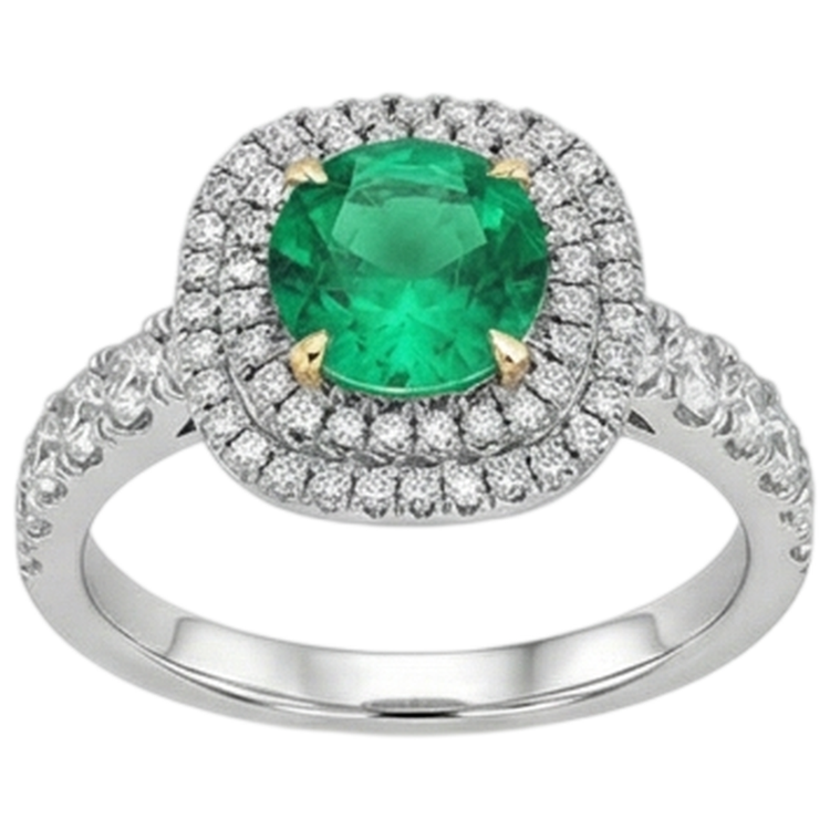 Émeraude Bague avec Gemme – vue de côté