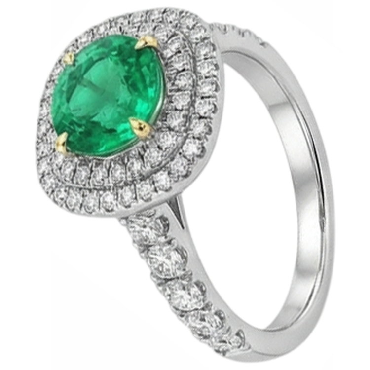 Émeraude Bague avec Gemme 2,50 carats Or Deux Tons 14 Carats – vue d'angle
