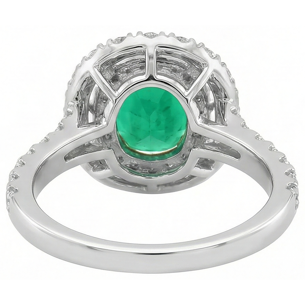 Bague avec Gemme Or Bicolore 14 Carats avec Émeraude Colombienne – vue de dessus
