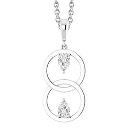 Pendentif Goutte Or Blanc 14 Carats – Diamant Fin Taille Old