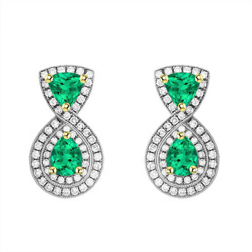 Émeraude Fine Gemstone Earring 1-carats Or Bicolore 14 Carats – vue principale