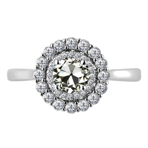 Bague de Fiançailles Halo Or Blanc 14 Carats avec Diamant – vue principale
