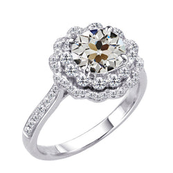 Premium Brillant Bague Sertie Halo 2 carats – Or 14K Blanc par