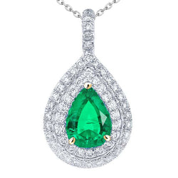 Confectionné main Collier Pendentif Pierre avec Émeraude Fine
