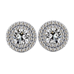 Or Blanc 14 Carats Coussin Antique Brillant Boucles d'Oreilles