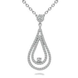 Diamant Pavé Pendentif Goutte 3,50 carats en Or Blanc 14 Carats