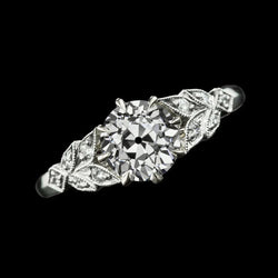 Eagle Claws Round Old Miner Véritable Diamond Ring Feuille Style Prong Set 3 carats