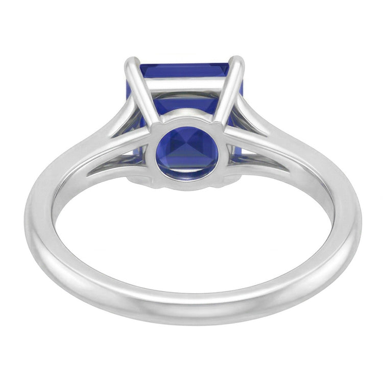 Eagle Claws Solitaire Asscher Cut Anneau Split Shank Blue Sapphire 1.50 Carats