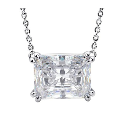 East West Set Radiant Réel Diamond Pendentif Double Griffe Oreille De Chien 2.50 Carats