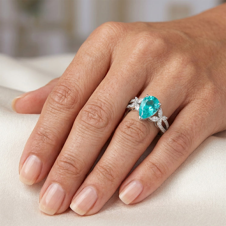 Élégant Bague Pierre Précieuse avec Paraiba Néon Pureté VVS – 2