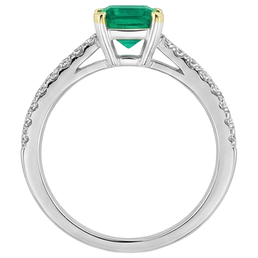 Émeraude Bague avec Gemme 2 carats Or Deux Tons 14 Carats – vue de dessus