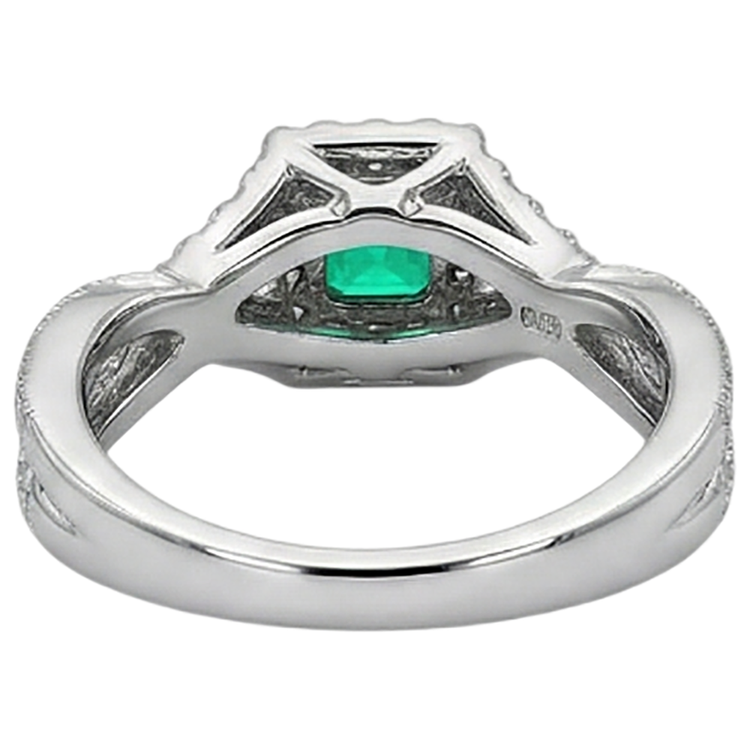 Sur mesure Émeraude Fine Bague Pierre Précieuse 2 carats – vue arrière