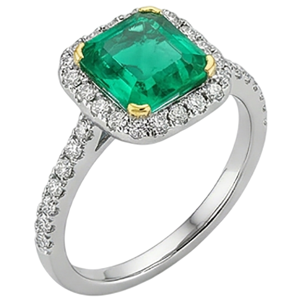 Princesse Émeraude Fine bague en Or 14K Bicolore – vue de face