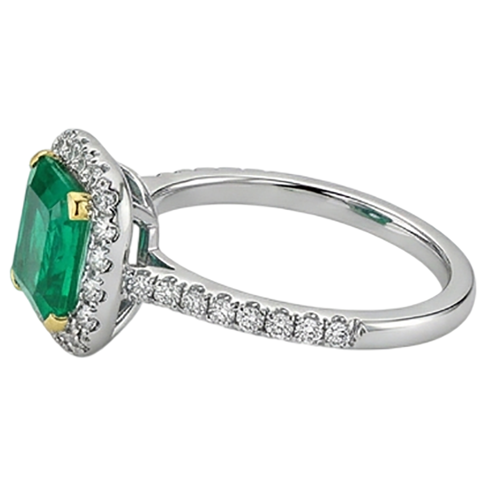 Princesse Émeraude Fine bague en Or 14K Bicolore – vue de profil