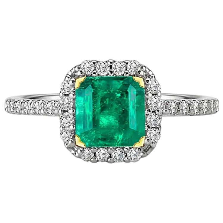 Princesse Émeraude Fine bague en Or 14K Bicolore – vue d'angle