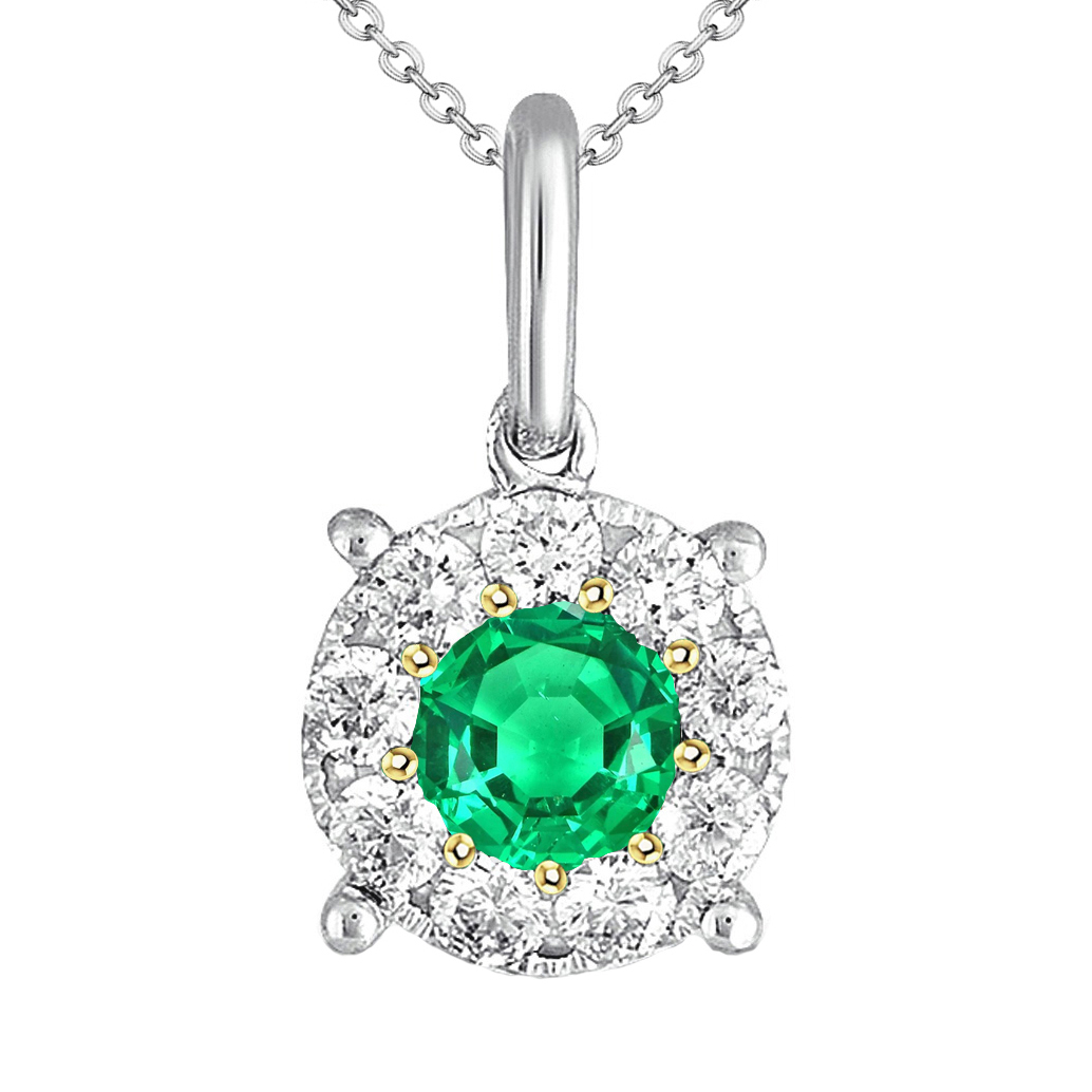 Émeraude Colombienne Pendentif Pierre Précieuse 2-carats Or 14K Bicolore – vue principale