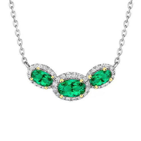 Émeraude Colombienne Collier Pendentif Pierre 1 carats Or Bicolore 14 Carats – vue principale