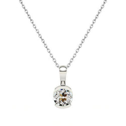 1 carats Diamant Collier Pendentif en Or Blanc 14 Carats