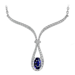Saphir Bleu Royal Collier 2 carats – Or 14K Blanc