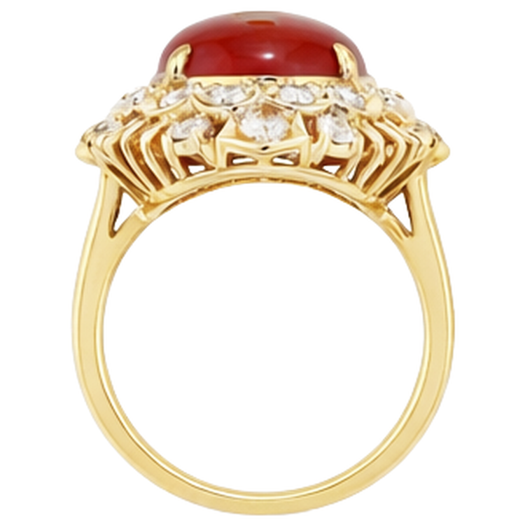 Élégante Bague De Cocktail En Or Corail