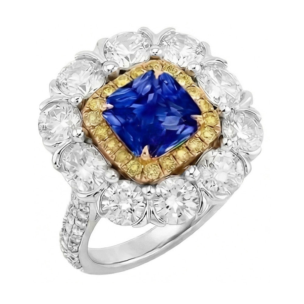 Élégante Bague Saphir Cocktail Diamant