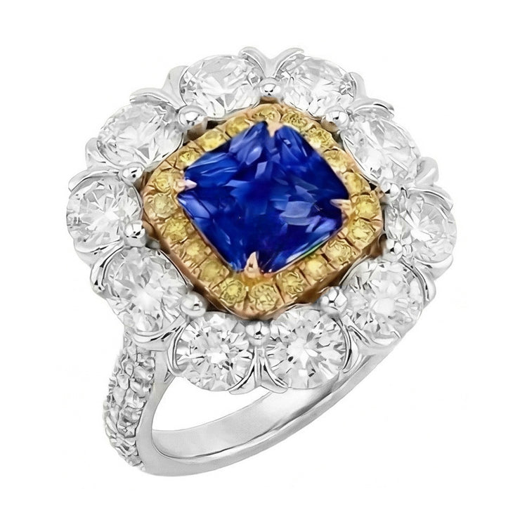 Élégante Bague Saphir Cocktail Diamant
