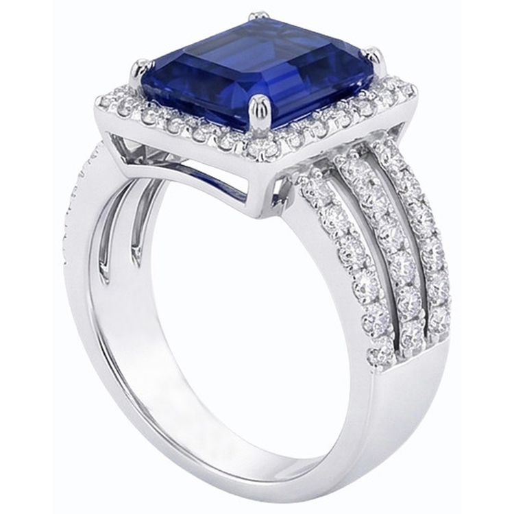 naturel saphir 5.50carats bague vue de profil