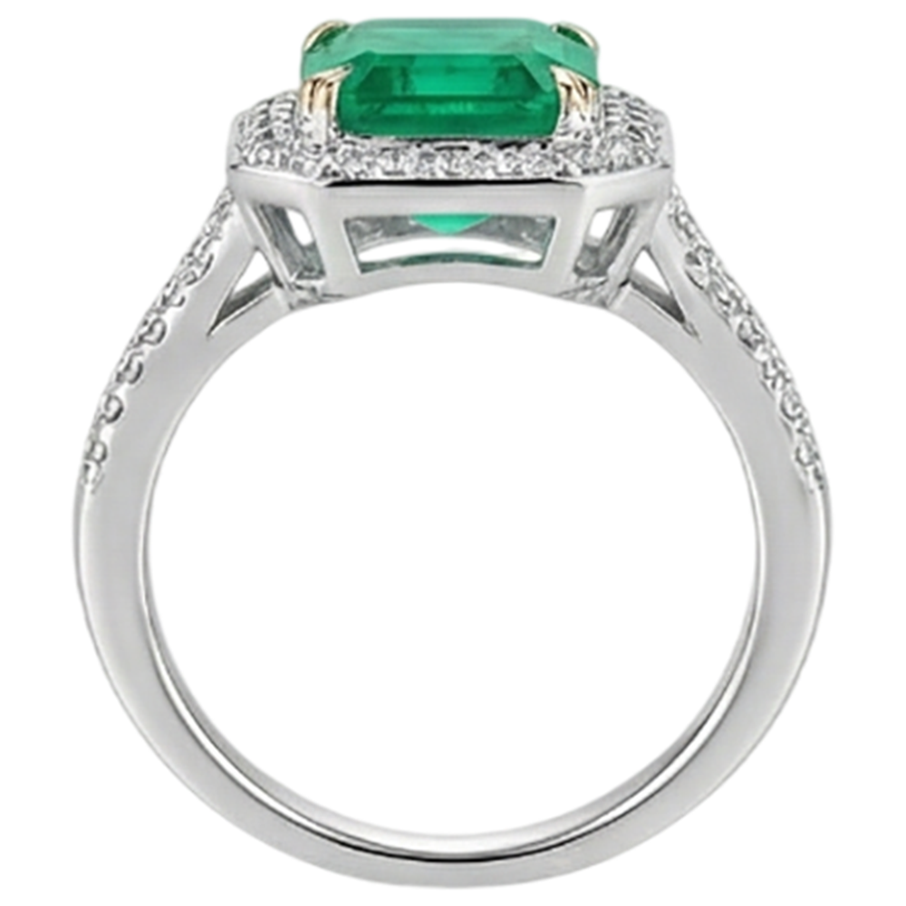 Émeraude Fine Bague Pierre Précieuse 2-carats Or Deux Tons 14 Carats – vue alternative