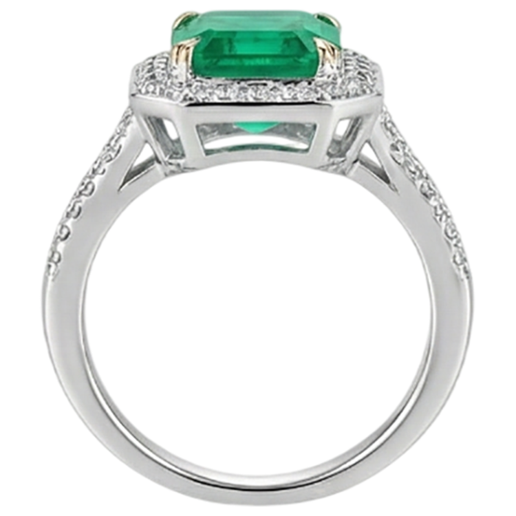 Émeraude Fine Bague Pierre Précieuse 2-carats Or Deux Tons 14 Carats – vue alternative