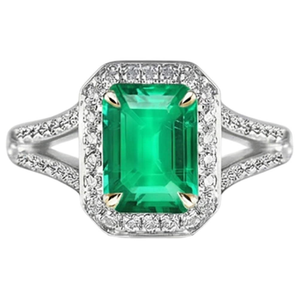 Émeraude Fine Bague Pierre Précieuse – vue de face