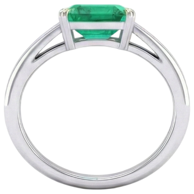 Émeraude Bague avec Gemme 4-carats Or Bicolore 14 Carats – vue de profil