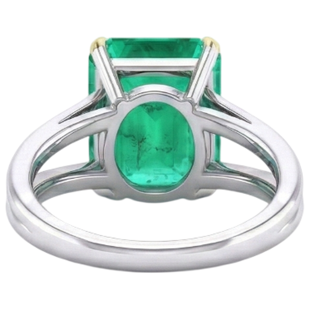 Bague avec Gemme Or Bicolore 14 Carats avec Émeraude – vue de dessus