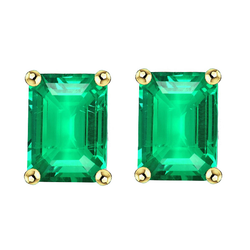 Gemstone Earring Or Bicolore 14 Carats avec Émeraude – 4 carats