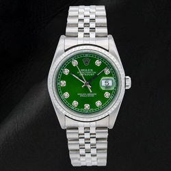 Montre Rolex Datejust 16220 36 mm Cadran Diamants Vert Acier Inoxydable