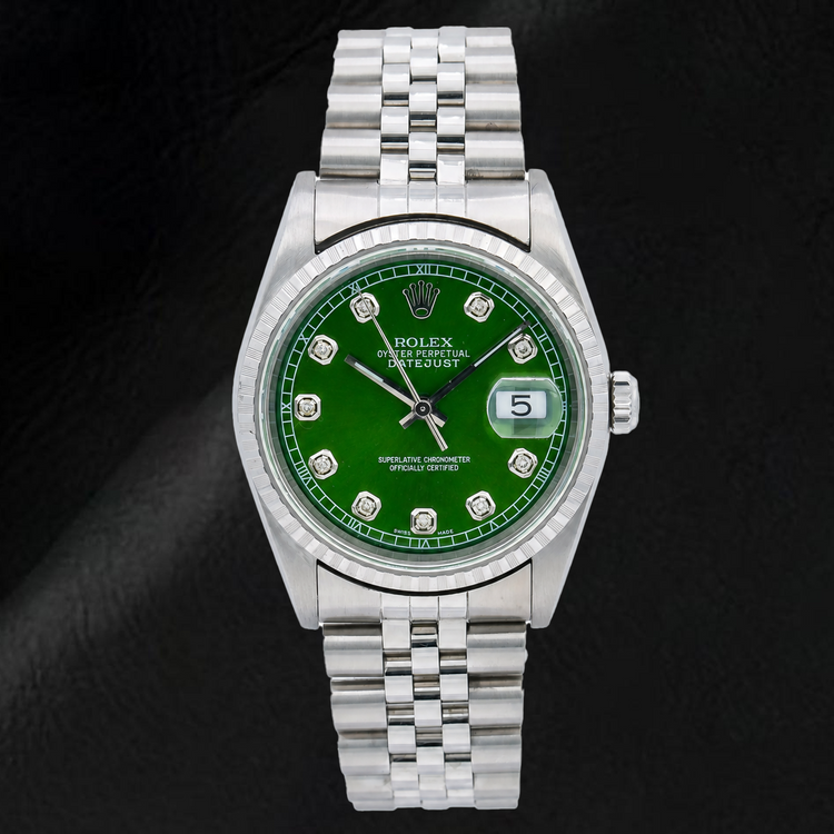 Montre Rolex Datejust 16220 36 mm Cadran Diamants Vert Acier Inoxydable