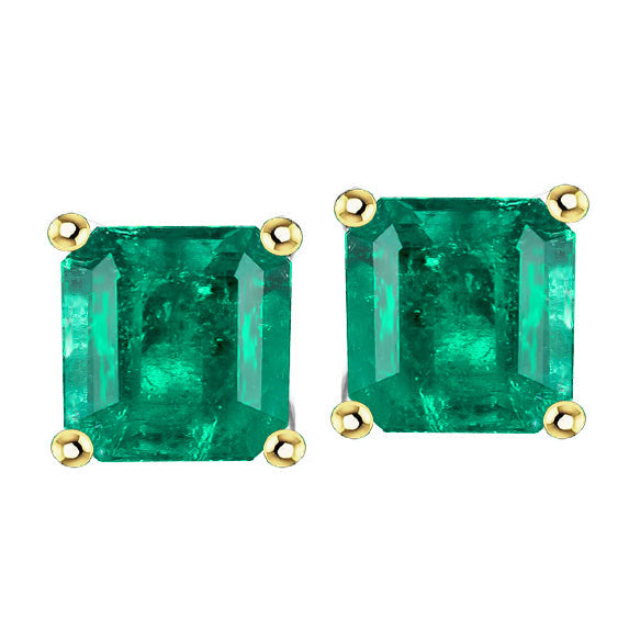 Gemstone Earring Or Deux Tons 14 Carats avec Émeraude Colombienne – vue principale