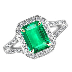 Étincelant Tige Fendue Émeraude Fine Bague Pierre Précieuse – 2
