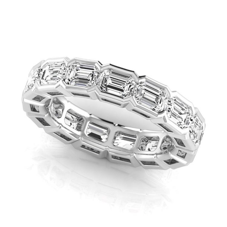 Taille à Degrés Diamant bague en Or Blanc 14 Carats – vue de côté